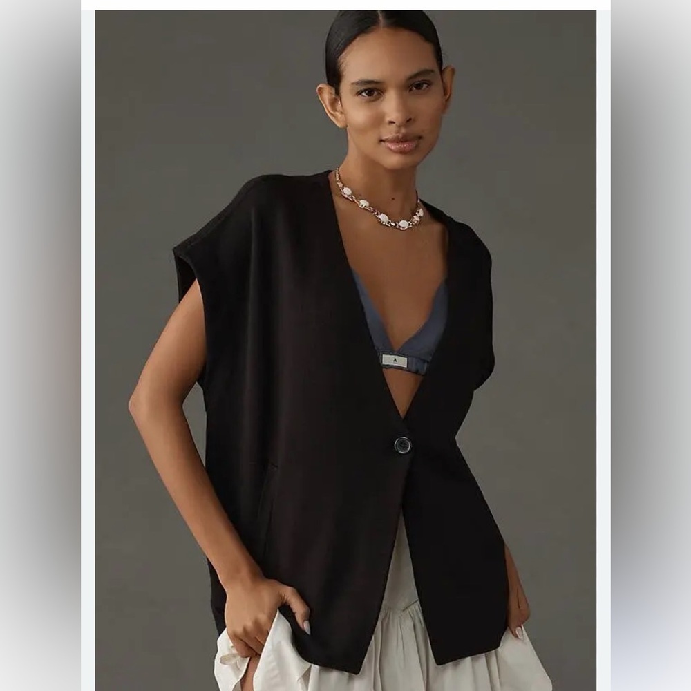 Maeve Oversized Muscle Sweater Vest In Black